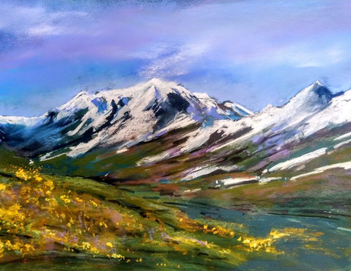 Peinture intitulée "Fin d'hiver" par Michèle Bronner, Œuvre d'art originale, Pastel
