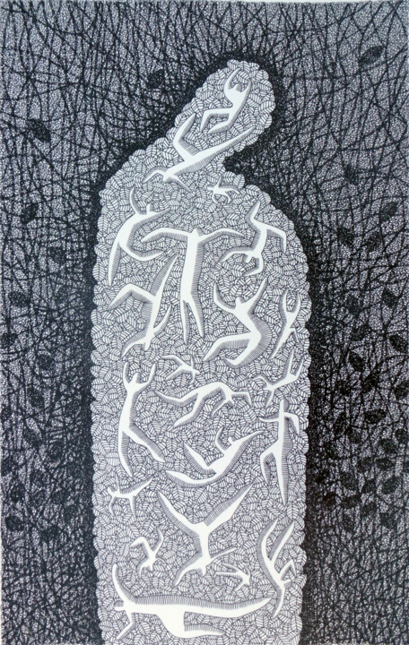Рисунок под названием "Passiflora incarnata" - Michèle Caranove, Подлинное произведение искусства