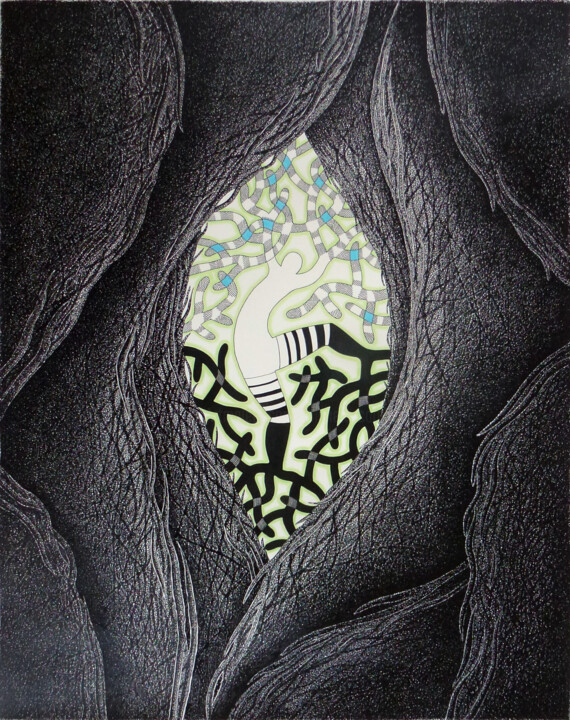 Dibujo titulada "Les soubresauts de…" por Michèle Caranove, Obra de arte original, Tinta