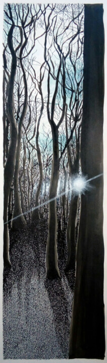 Dessin intitulée "Lumière d'hiver à T…" par Michèle Caranove, Œuvre d'art originale, Encre