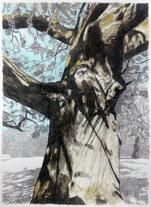 Картина под названием "Variation Pirot" - Michèle Caranove, Подлинное произведение искусства, Чернила