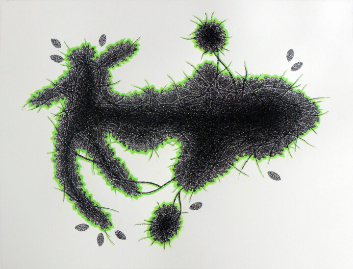 Dessin intitulée "Paramécie 2" par Michèle Caranove, Œuvre d'art originale, Crayon