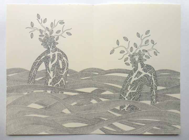 Dibujo titulada "Dessin18" por Michèle Caranove, Obra de arte original, Tinta