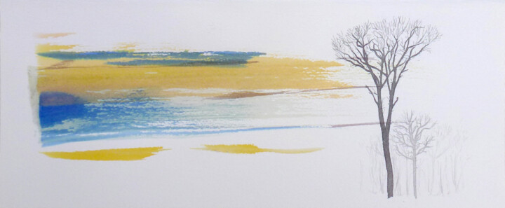 Peinture intitulée "Ciel perdu 4" par Michèle Caranove, Œuvre d'art originale, Encre