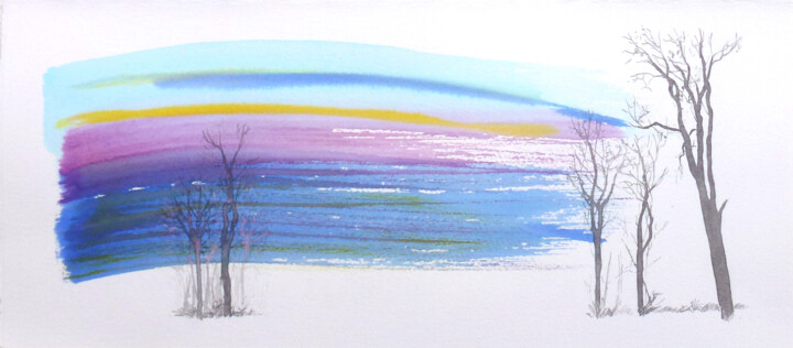 Картина под названием "Ciel perdu 7" - Michèle Caranove, Подлинное произведение искусства, Чернила