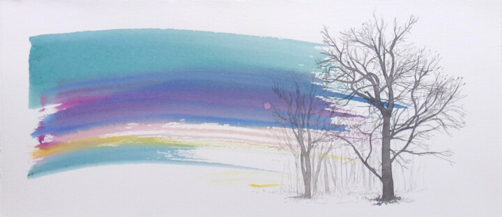 Pintura titulada "Ciel perdu 8" por Michèle Caranove, Obra de arte original, Tinta