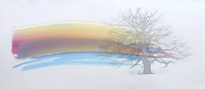 Pintura titulada "Ciel perdu au Pirot…" por Michèle Caranove, Obra de arte original, Tinta