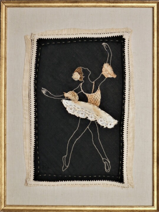 Textile Art titled "Aubade 2" by Michèle Duvillet, Original Artwork, Thread Mounted on Cardboard
