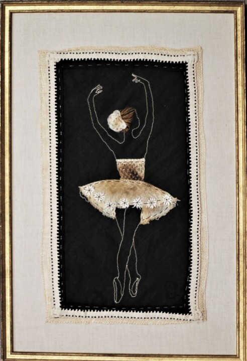 Textielkunst getiteld "Aubade 3" door Michèle Duvillet, Origineel Kunstwerk, Draad Gemonteerd op Karton