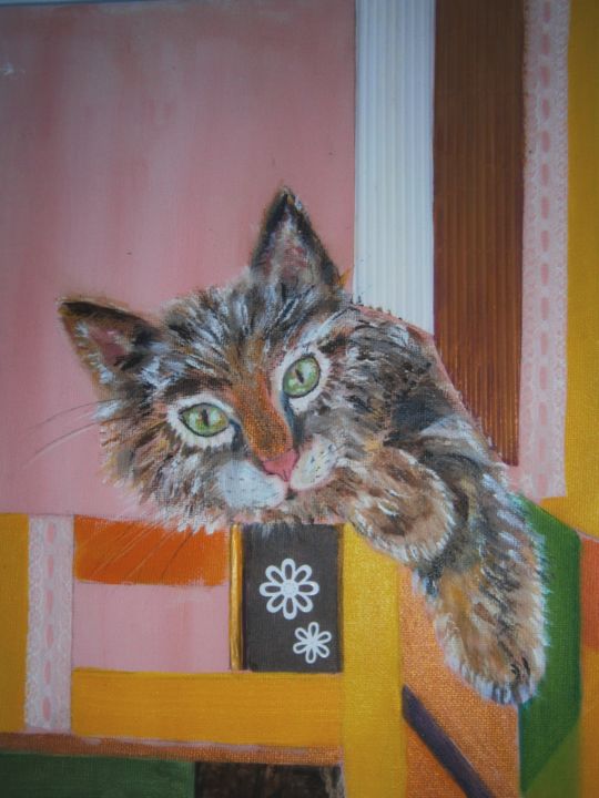 Painting titled "Chat alors !!" by Michele G, Original Artwork, Acrylic
