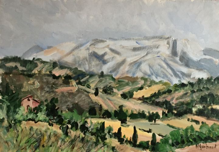 Painting titled "monte alba, sardaig…" by Michèle Gerbaud, Original Artwork, Acrylic
