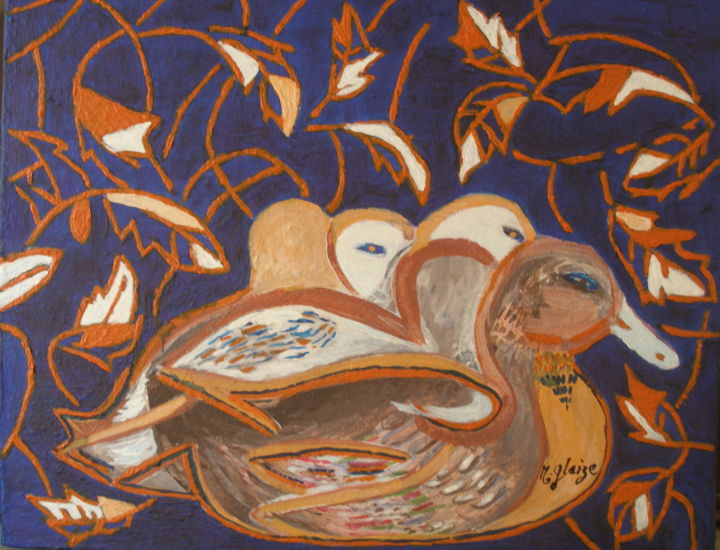 Painting titled "FAIRE LE CANARD" by Michele Glaize, Original Artwork, Acrylic