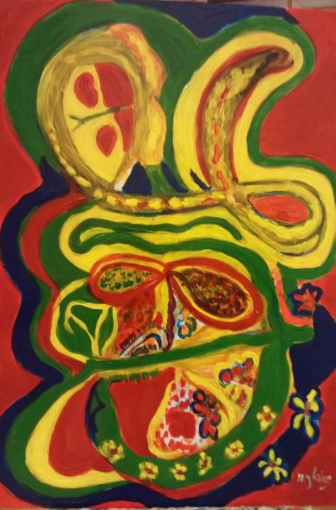 Painting titled "FEMME ENCEINTE" by Michele Glaize, Original Artwork, Acrylic