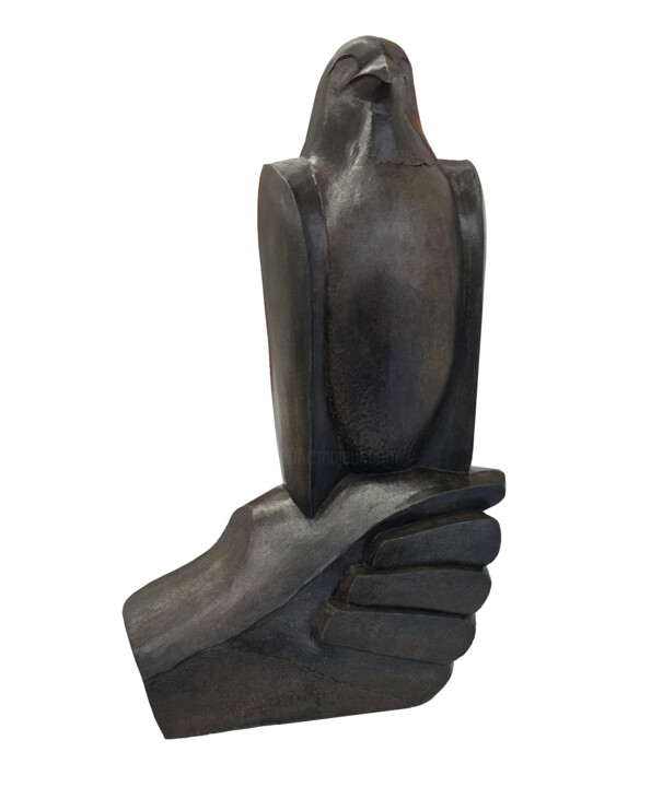 Escultura titulada "Le Faucon" por Michèle Goumain, Obra de arte original, Terracota