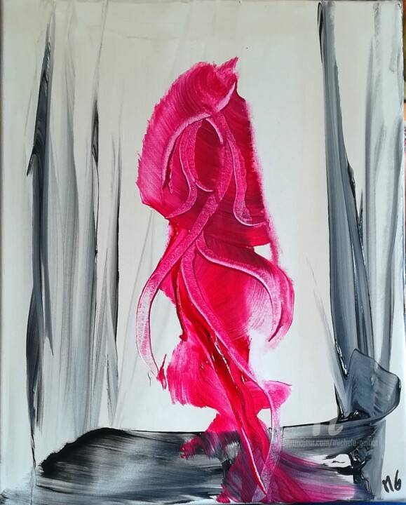 Painting titled "LA DANSEUSE / SHE'S…" by Michele Guillot, Original Artwork, Acrylic Mounted on Wood Stretcher frame
