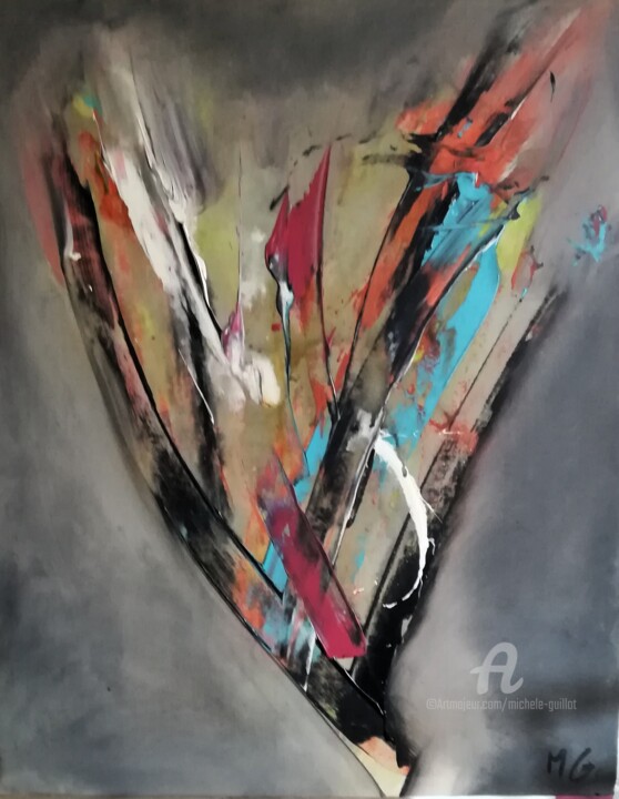 Painting titled "BOUQUET BRUT / RAW…" by Michele Guillot, Original Artwork, Acrylic