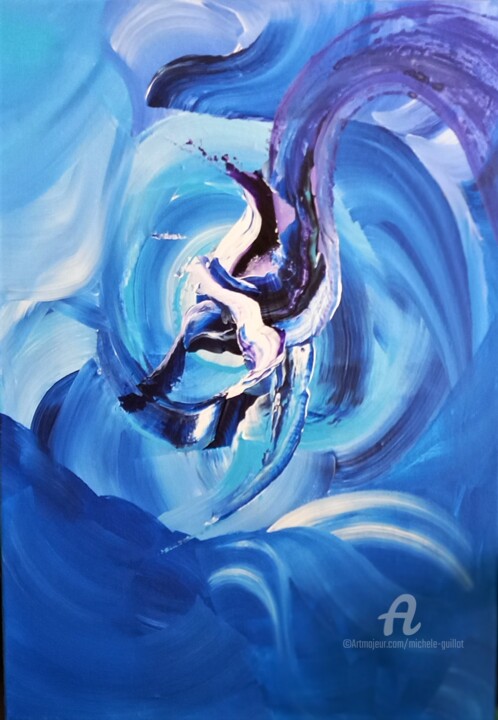 Painting titled "ANTARCTICA" by Michele Guillot, Original Artwork, Acrylic Mounted on Wood Stretcher frame