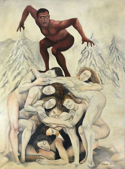 Painting titled "Nero su bianco" by Michele Picardi, Original Artwork, Oil