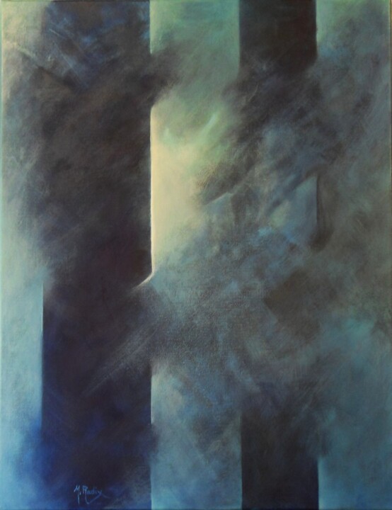 Painting titled "au coeur du miroir" by Michèle Radix, Original Artwork, Acrylic