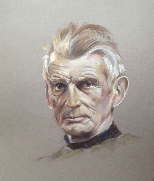 Painting titled "Samuel Beckett" by Michèle Rais, Original Artwork, Pastel