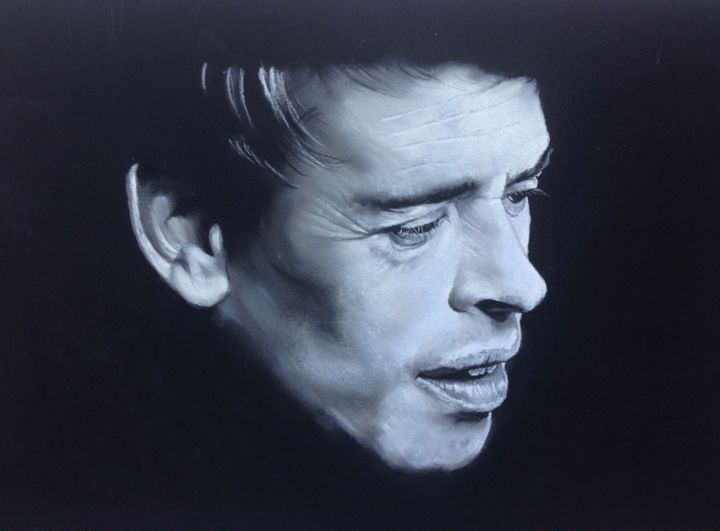 Dessin intitulée "Brel 2" par Michèle Rais, Œuvre d'art originale, Pastel