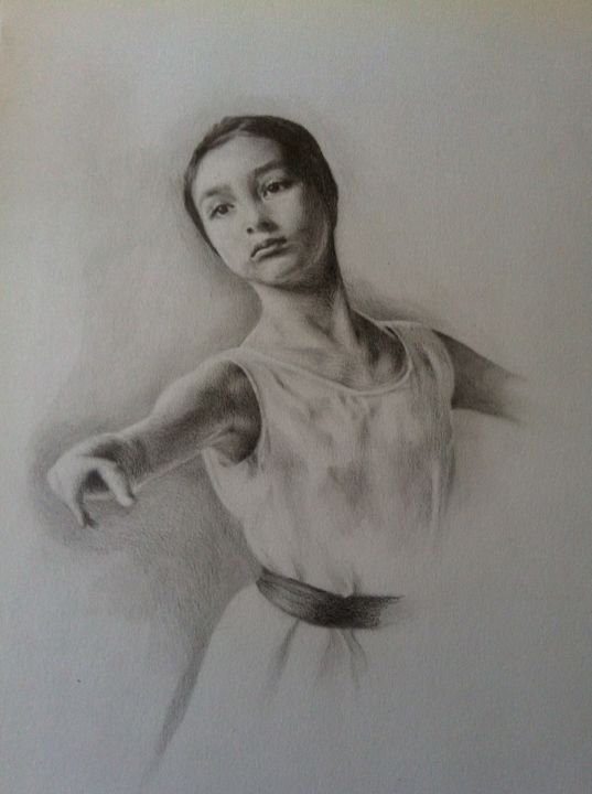 Рисунок под названием "danse 6" - Michèle Rais, Подлинное произведение искусства, Графит