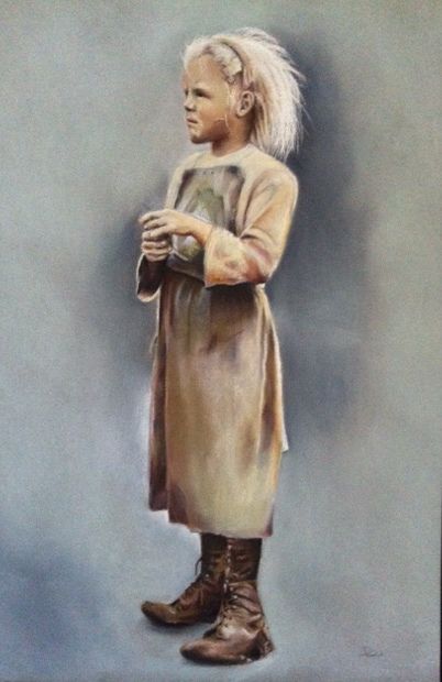 Painting titled "Petite fille" by Michèle Rais, Original Artwork, Pastel