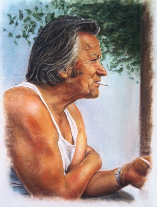 Painting titled "Pierre" by Michèle Rais, Original Artwork, Pastel