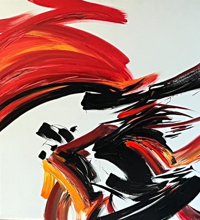 「Contraste - Esprit…」というタイトルの絵画 Michèle Sauberliによって, オリジナルのアートワーク, アクリル ウッドストレッチャーフレームにマウント