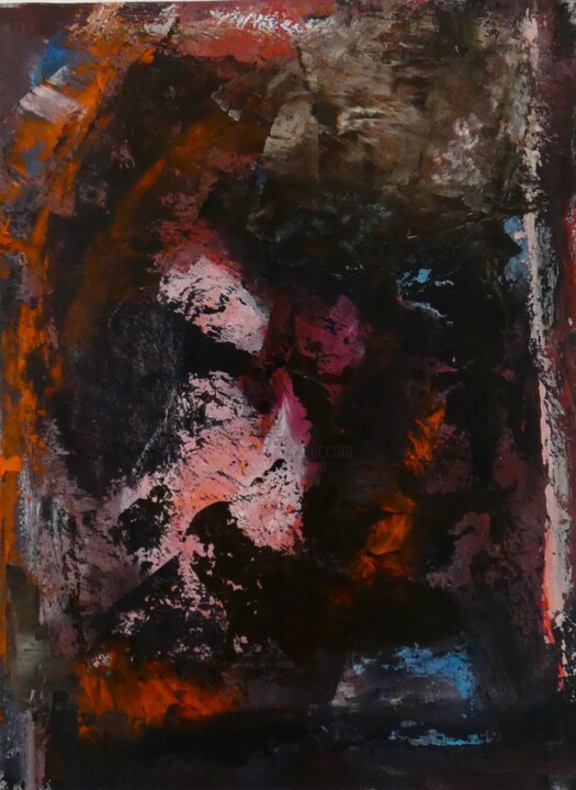Painting titled "abstraction 7" by Michèle Van Goethem Villain (MiVaGo), Original Artwork, Oil