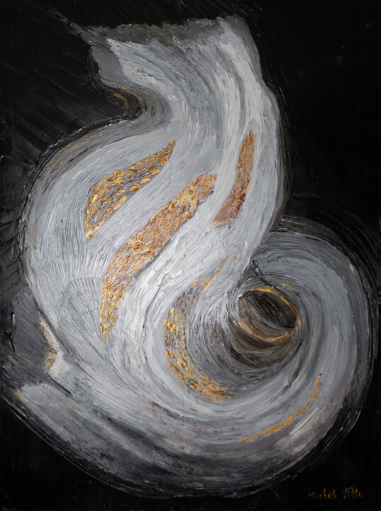 Painting titled "Impulsion" by Michèle Ville, Original Artwork, Oil Mounted on Wood Stretcher frame