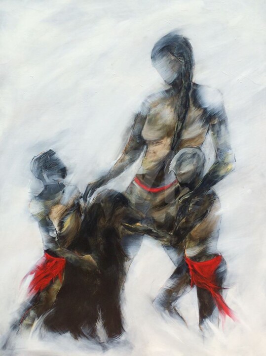 Peinture intitulée "Karibu Mbwa" par Michèle Debrez, Œuvre d'art originale,