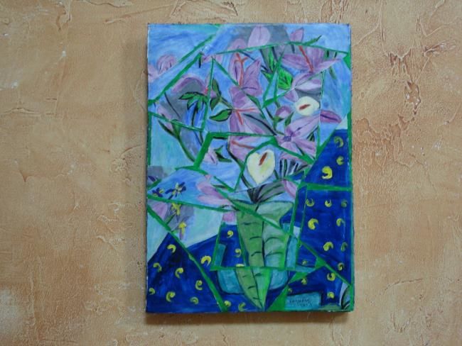 Painting titled "bouquet eclate" by Michele Bompar Requena, Original Artwork