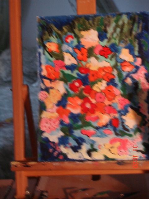 Malerei mit dem Titel "bouquet rouge" von Michele Bompar Requena, Original-Kunstwerk