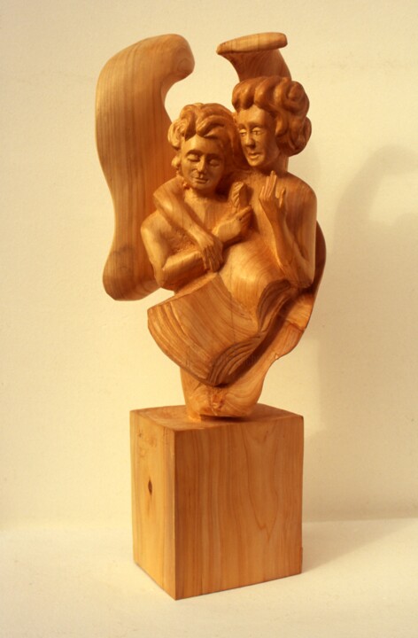 Sculptuur getiteld "La main de l'Ange" door Michel Ferre, Origineel Kunstwerk, Hout