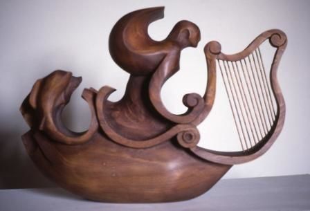 Sculpture intitulée "Bateau Harpe" par Michel Ferre, Œuvre d'art originale