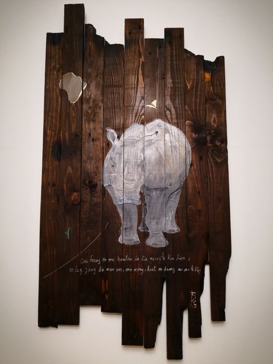 Peinture intitulée "Rhino" par G. Rem, Œuvre d'art originale