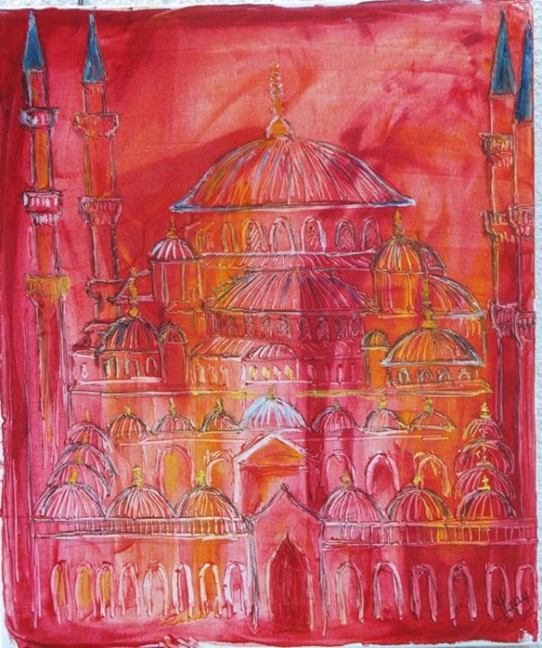 Painting titled "La grande Mosquée d…" by Michel Gay, Original Artwork