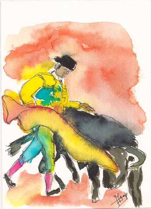Painting titled "corrida-a1.jpg" by Michel Gay, Original Artwork, Oil
