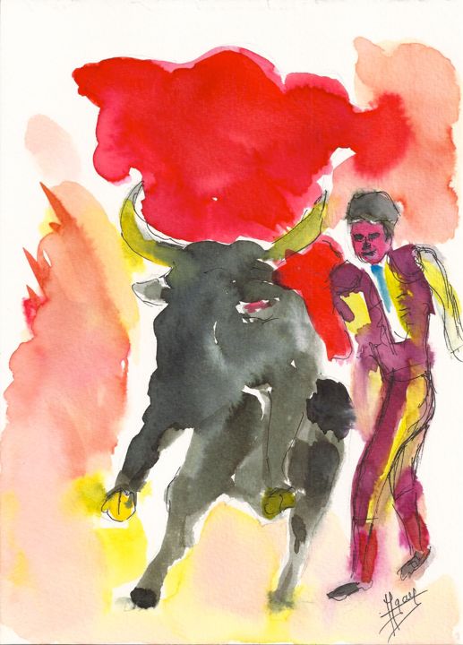 Pintura titulada "corrida-a2.jpg" por Michel Gay, Obra de arte original