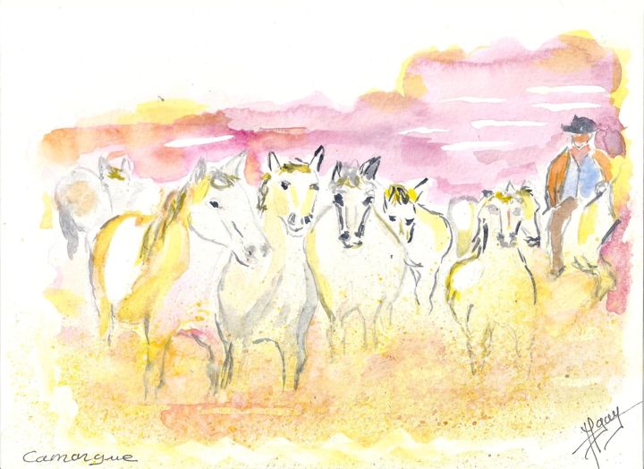 Painting titled "chevaux-a1.jpg" by Michel Gay, Original Artwork
