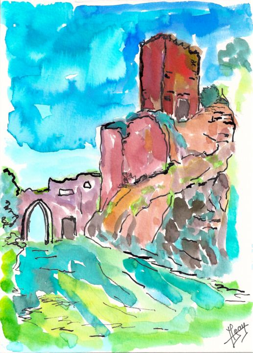 Painting titled "beaucens-donjon-des…" by Michel Gay, Original Artwork