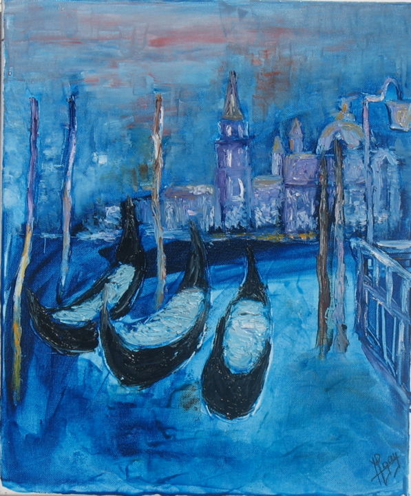 Painting titled "gondoles.jpg" by Michel Gay, Original Artwork, Oil