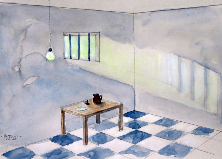 Картина под названием "Confinement" - Michel Hamelin, Подлинное произведение искусства, Акварель