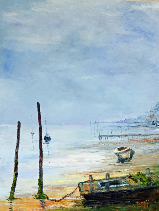 Peinture intitulée "Brouillard 2" par Michel Hamelin, Œuvre d'art originale, Huile Monté sur Châssis en bois