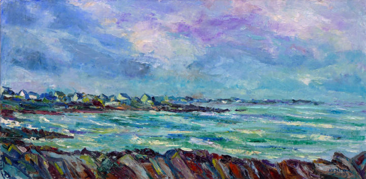 Painting titled "la baie d'audierne…" by Michel Hamelin, Original Artwork, Oil