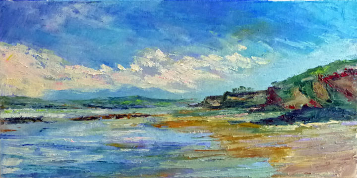「La plage du Rhys à…」というタイトルの絵画 Michel Hamelinによって, オリジナルのアートワーク, オイル
