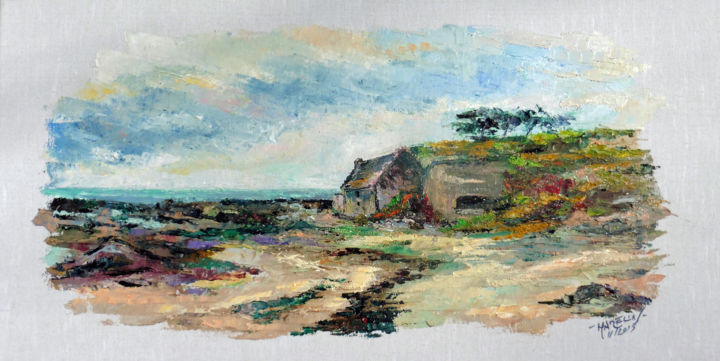 Painting titled "Concarneau : la mai…" by Michel Hamelin, Original Artwork, Oil Mounted on Wood Stretcher frame