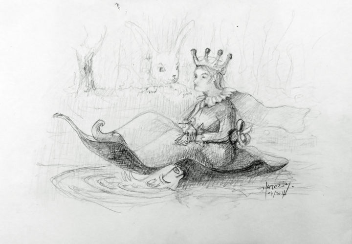 Drawing titled "La reine des korrig…" by Michel Hamelin, Original Artwork, Graphite