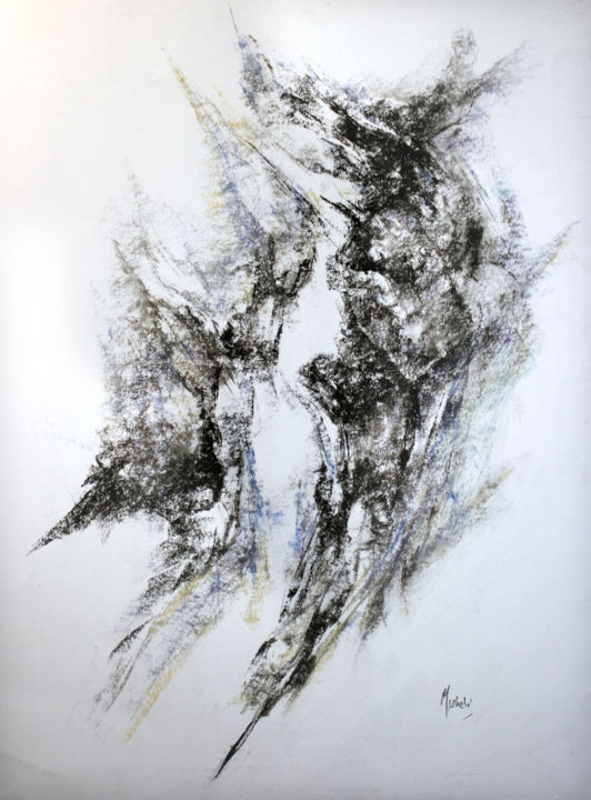 Drawing titled "ESPACE 19" by Claude Micheli, Original Artwork, Pastel